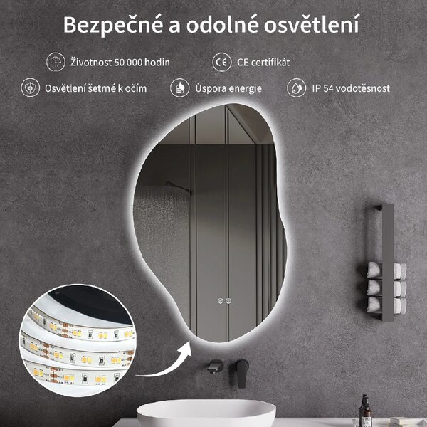 CERANO - Kúpeľňové LED zrkadlo Enolo - 50x77,5 cm