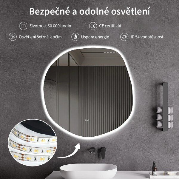 CERANO - Kúpeľňové LED zrkadlo Lumeo - Ø 60 cm