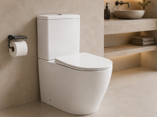 CERANO - WC kombi Cesso, Vortex + Slim/UF sedátko - spodný/zadný odpad - biela lesklá - 61,8x38 cm