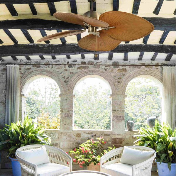 FARO BARCELONA Stropný ventilátor Cuba L, Ø 132 cm, štvorlopatkový, starozlatý, Mosadz / zlato, Obývacia izba / jedáleň, Plast