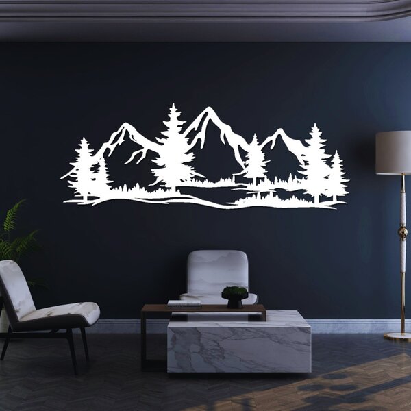 Drevený obraz na stenu mohutné hory a les | SENTOP PR0521