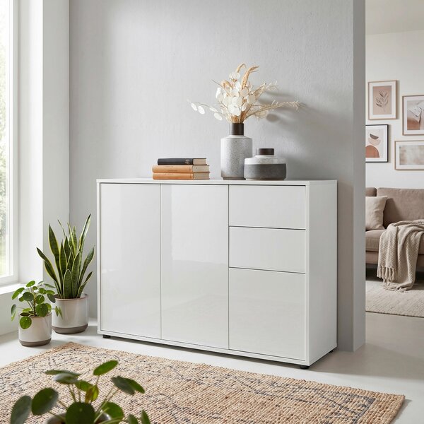 KOMODA, biela, biela s vysokým leskom, 105,5/73/33 cm MID.YOU - Komody, Online Only