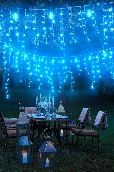 Vianočné svetielka LED záclona FLASH modrá 300 LED