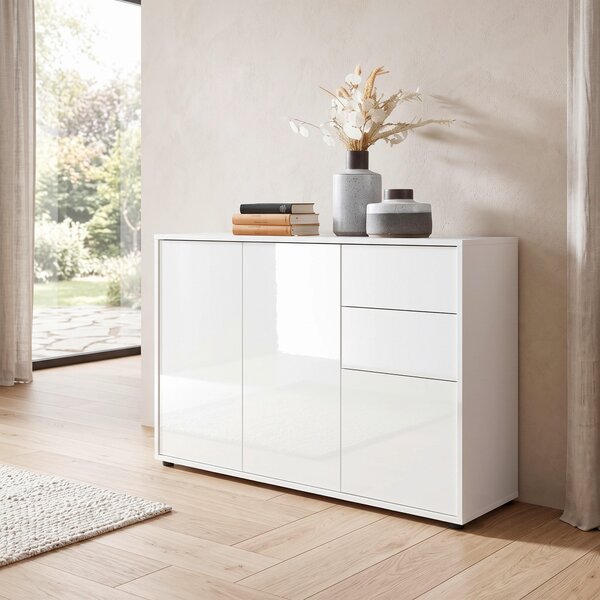 KOMODA, biela, biela s vysokým leskom, 105,5/73/33 cm MID.YOU - Komody, Online Only
