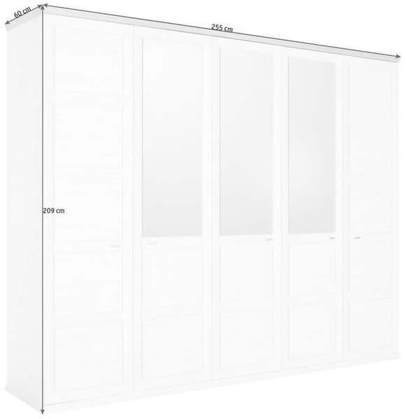 SKRIŇA SO ZRKADLOM, sivá, biela, 255/209/60 cm Hom`in - Skrine