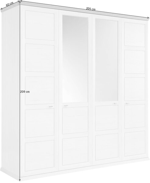 SKRIŇA SO ZRKADLOM, sivá, biela, 205/209/60 cm Hom`in - Skrine