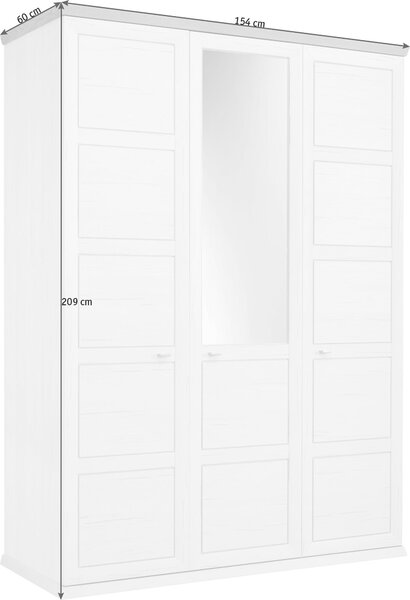SKRIŇA SO ZRKADLOM, sivá, biela, 154/209/60 cm Hom`in - Skrine