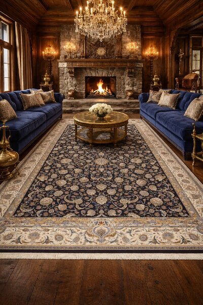 BE Koberec Sultan 1200 Dark Blue – modrý obdĺžnikový Rozmer: 150x225 cm