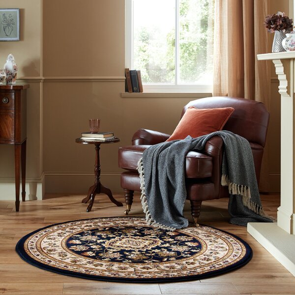 Flair Rugs, Kusový koberec Sincerity Royale Sherborne Blue kruh, 133x133 (priemer) kruh, modrá, obývacia izba