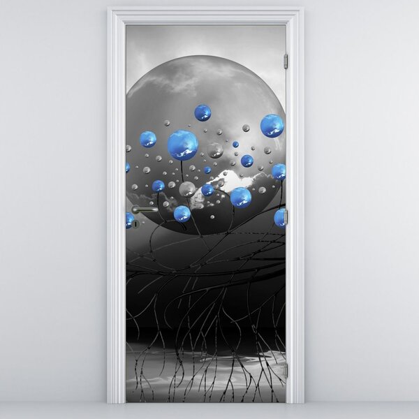 Fototapeta na dvere - Modré abstraktné gule (95x205cm)