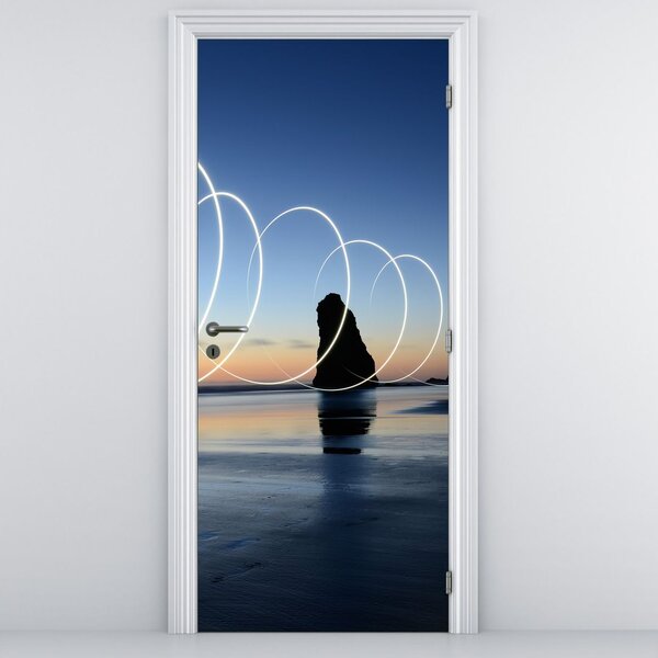 Fototapeta na dvere - Pláž pri západe (95x205cm)