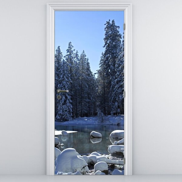 Fototapeta na dvere - Zasnežený les (95x205cm)