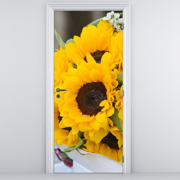 Fototapeta na dvere - Svadobné kytice zo slnečníc (95x205cm)