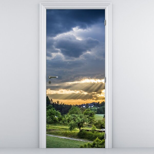 Fototapeta na dvere - Krajina s lúčmi (95x205cm)