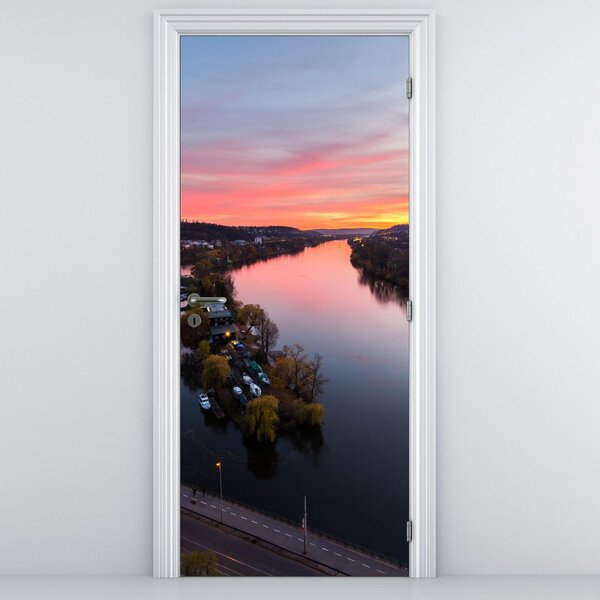 Fototapeta na dvere - Nočná Praha (95x205cm)