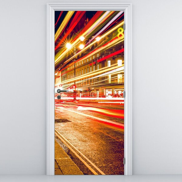 Fototapeta na dvere - Červená londýnska telefónna búdka (95x205cm)