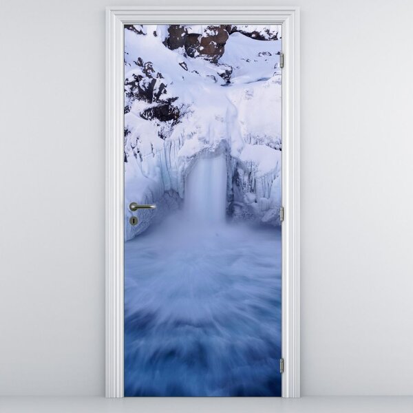 Fototapeta na dvere - Vodopády v zime (95x205cm)