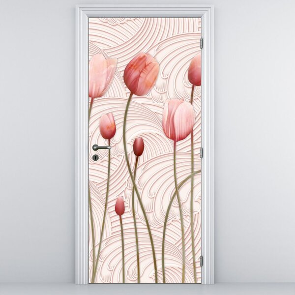 Fototapeta na dvere - Ružové tulipány (95x205cm)