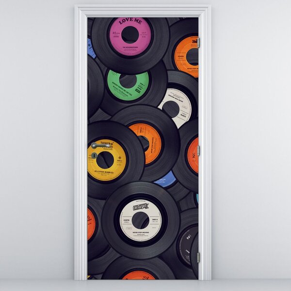 Fototapeta na dvere - Hudobné gramofónové dosky (95x205cm)