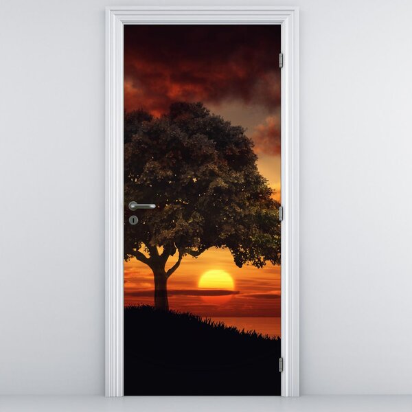 Fototapeta na dvere - Strom so západom slnka (95x205cm)