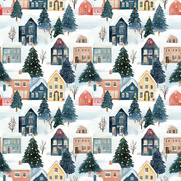Bavlnené obliečky WINTER VILLAGE farebné Rozmer obliečky: 70 x 90 cm | 140 x 200 cm