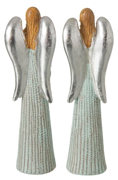Sada 2ks strieborný anjel s trblietkami Angel Glitter – 7*5*24 cm - J-Line by Jolipa