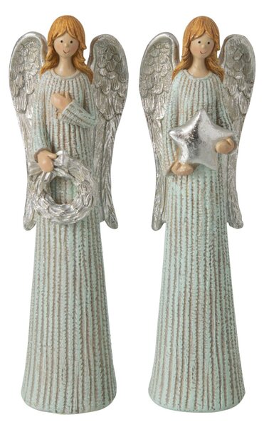 Sada 2ks strieborný anjel s trblietkami Angel Glitter – 7*5*24 cm - J-Line by Jolipa