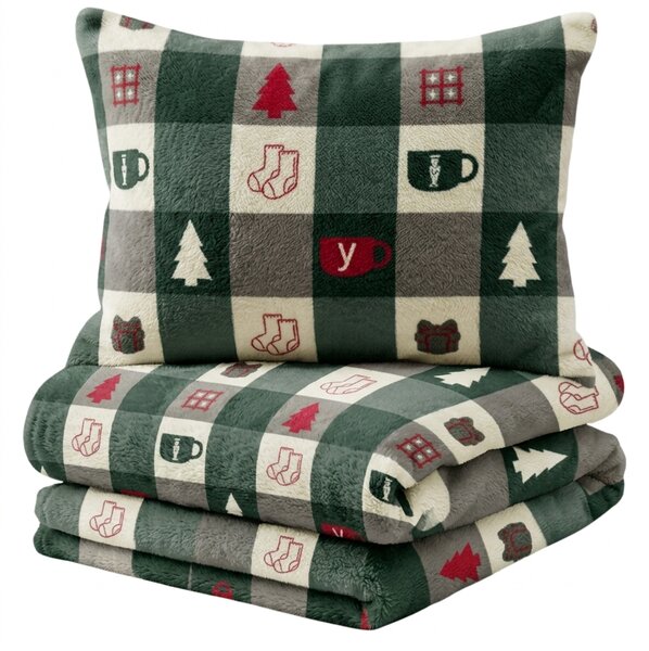 Mikroplyšové obliečky CHRISTMAS SOCKS zelené Rozmer obliečky: 70 x 90 cm | 140 x 220 cm