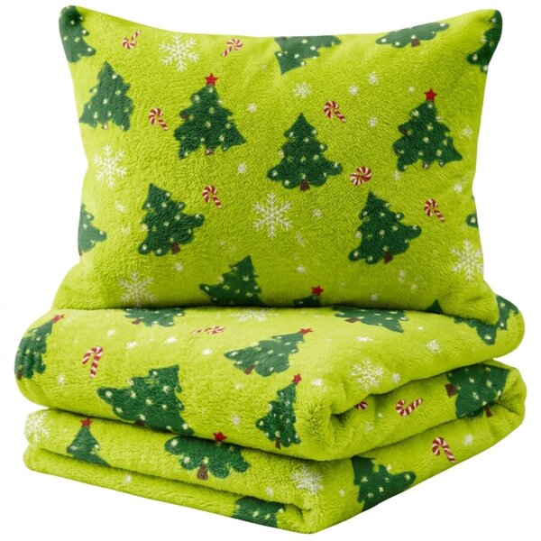 Mikroplyšové obliečky CHRISTMAS TREE zelené Rozmer obliečky: 70 x 90 cm | 140 x 220 cm