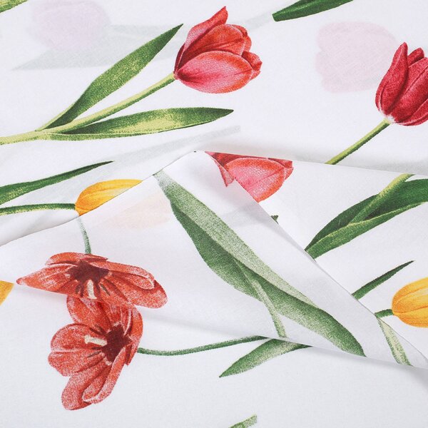 Bavlnená látka/plátno Sandra SA-506 Tulipány na bielom - šírka 220 cm