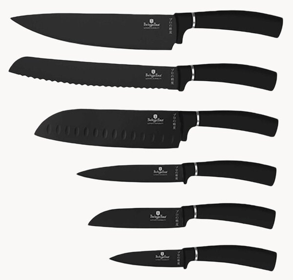 Nože z nehrdzavejúcej ocele Matte Black, 6 ks