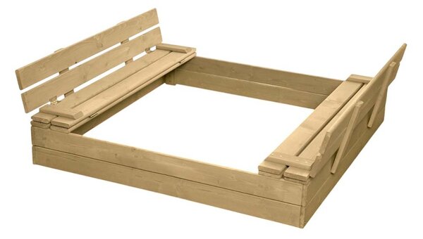ATMOWOOD Drevené prírodné pieskovisko s lavičkami 150 x 137 cm