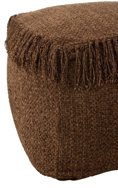 Hnedý tkaný štvorcový puf so strapcami Sirco - 60*60*35 cm - J-Line by Jolipa