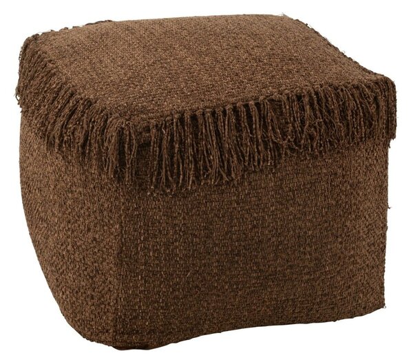 Hnedý tkaný štvorcový puf so strapcami Sirco - 60*60*35 cm - J-Line by Jolipa