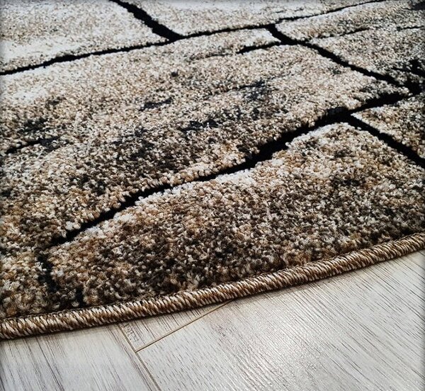 Okrúhly hnedý koberec Loft 265 – vzor suchá zem 160x160 cm