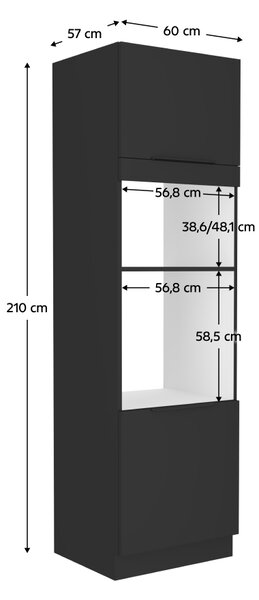 KONDELA Vysoká skrinka na rúru a mikrovlnú rúru, čierna, SIBER 60 DPM-210 2F