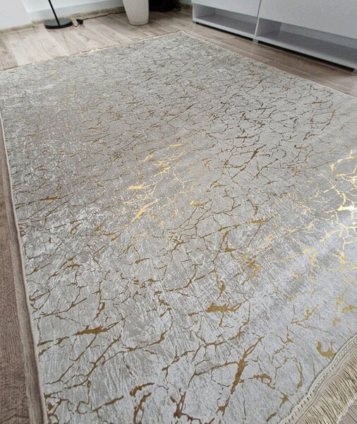 Moderný koberec Parys Creme-Gold – béžovo-zlatý dizajn Rozmer: 50x80 cm