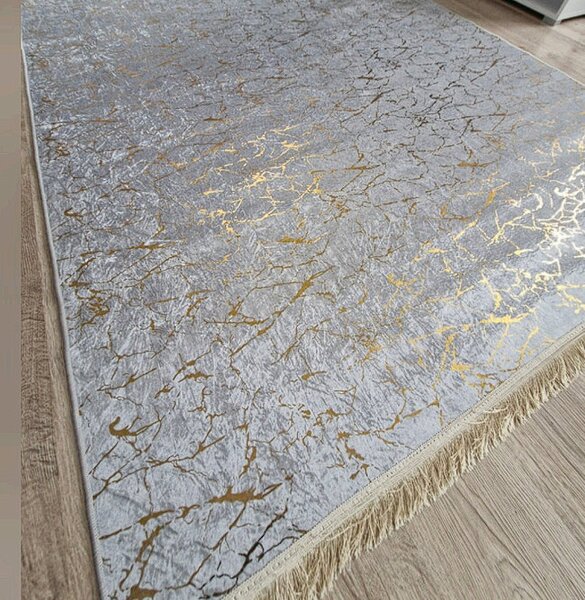 Moderný koberec Parys v sivo-zlatej kombinácii – nízky vlas Rozmer: 50x80 cm