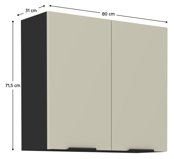 KONDELA Horná skrinka, kašmír/čierna, ARAKA 80 G-72 2F
