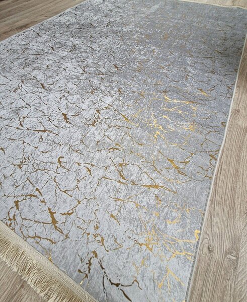 Moderný koberec Parys v sivo-zlatej kombinácii – nízky vlas Rozmer: 50x80 cm