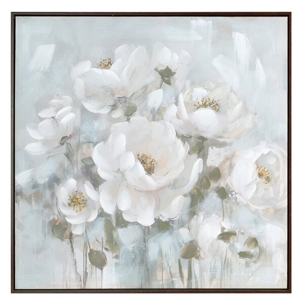 Dekorstudio Ručne maľovaný obraz na plátne 80x80 cm v ráme – krémový