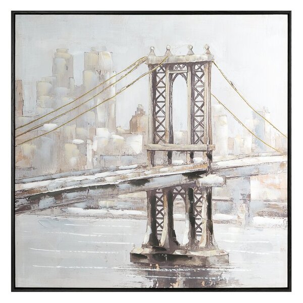 Dekorstudio Ručne maľovaný obraz na plátne s rámom - most Brooklyn 80 x 80 cm
