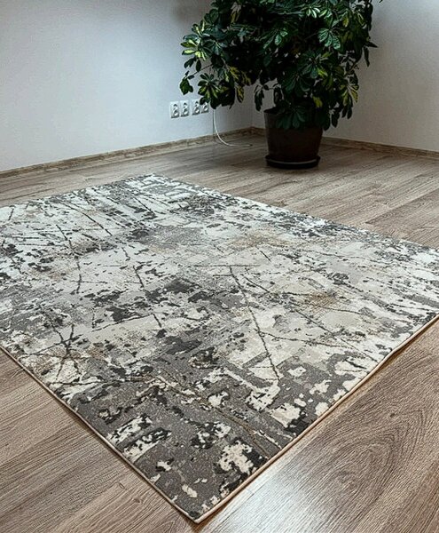 Moderný sivý koberec s abstraktným vzorom Luxess 25019-GRI Rozmer: 60x110 cm