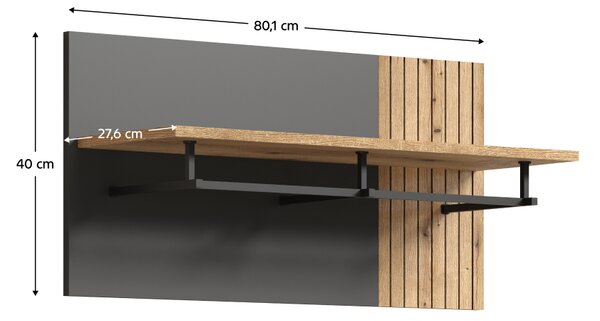 KONDELA Vešiakový panel 80, grafit/dub evoke, ESENA