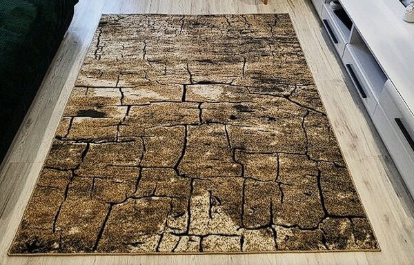 Hnedý koberec Loft-265 vzor suchá zem – prírodný štýl Rozmer: 60x100 cm