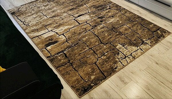Hnedý koberec Loft-265 vzor suchá zem – prírodný štýl Rozmer: 60x100 cm