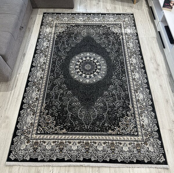 Orientálny koberec s vintage vzorom King 29033 – antracitová sivá Rozmer: 80x150 cm