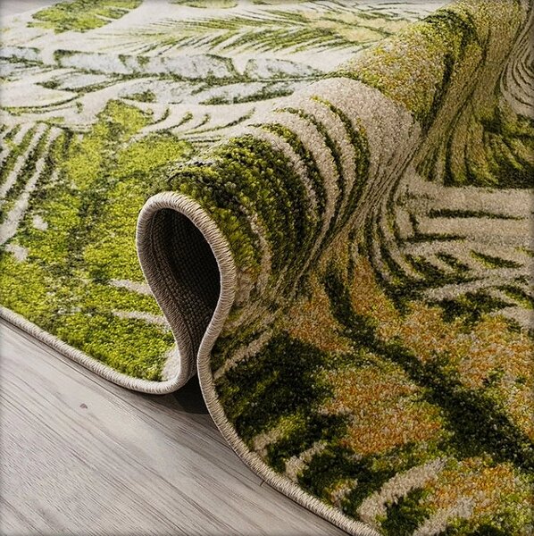 HU Viacfarebný koberec Green Garden 716-Green vzor listy Rozmer: 60x100 cm