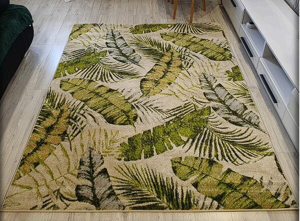 HU Viacfarebný koberec Green Garden 716-Green vzor listy Rozmer: 60x100 cm