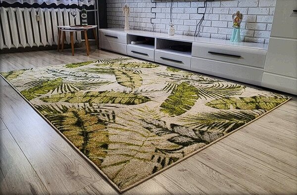 HU Viacfarebný koberec Green Garden 716-Green vzor listy Rozmer: 60x100 cm